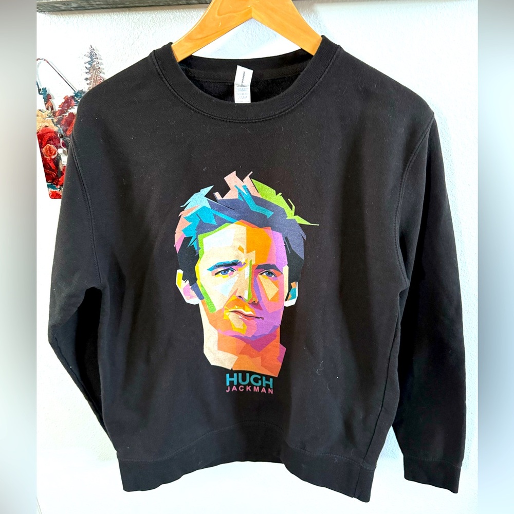 Black Graphic women’s women’s graphic Sweatshirt with graphic of Hugh Jackman